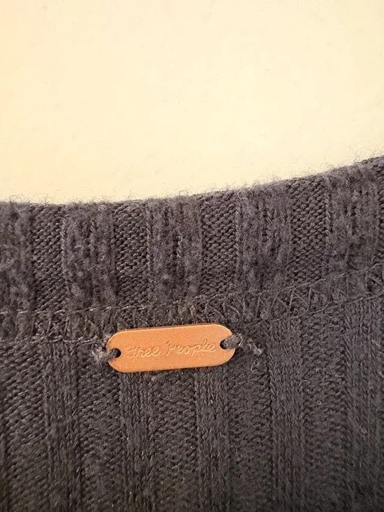 Free People Black Ribbed Wrap Tunic Long Sleeve With Side Slits - Picture 5 of 7